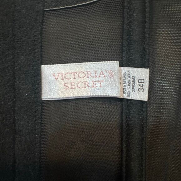 Victoria's Secret 34B Strapless Sheer Mesh Embroidered Bustier Black Lingerie - Picture 6 of 7